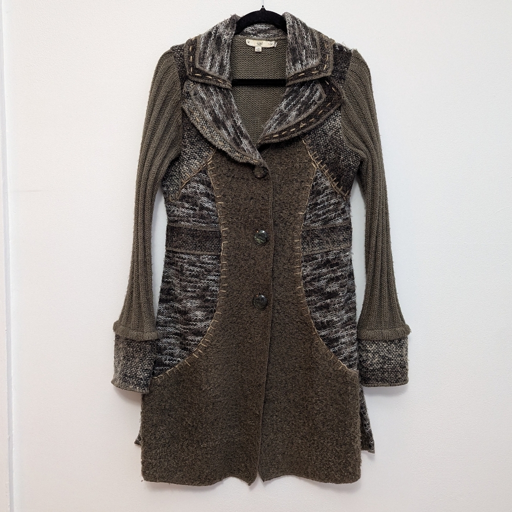 Sioni Studio Button Up Patch Cardigan Mohair Wool… - image 1